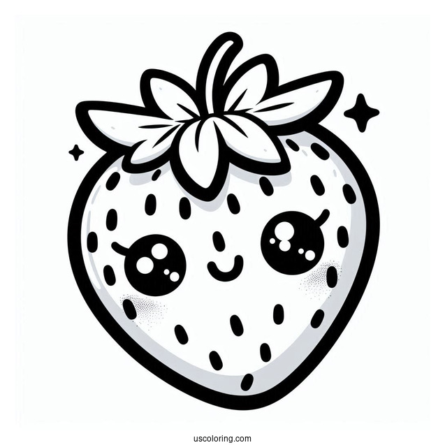 Smiling Cartoon Strawberry Coloring Page
