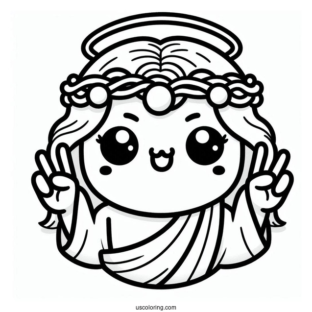 Cute Kawaii Jesus Christ Coloring In