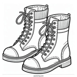 Boots Outline Coloring In For Preschoolers