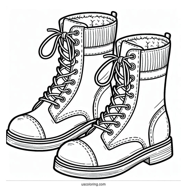 Boots Outline Coloring In For Preschoolers