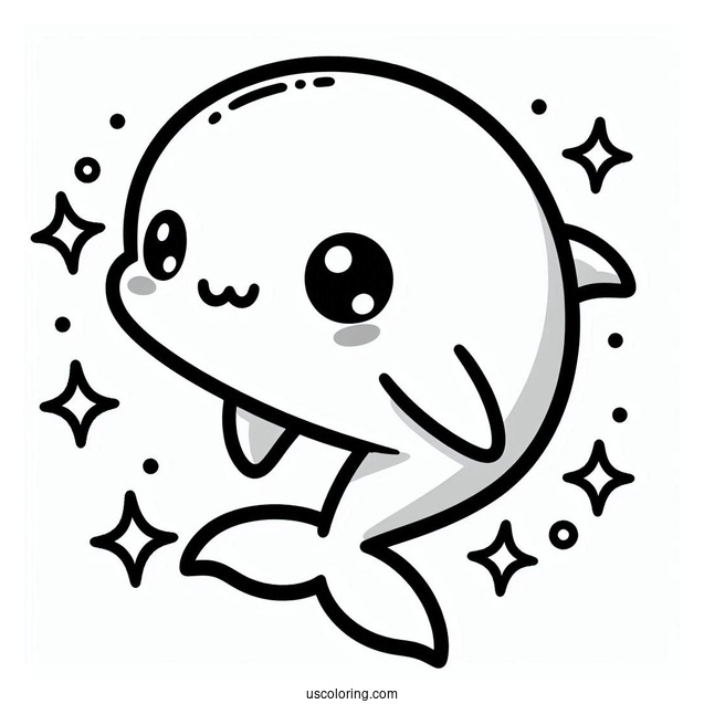 Cute Kawaii Dolphin To Color