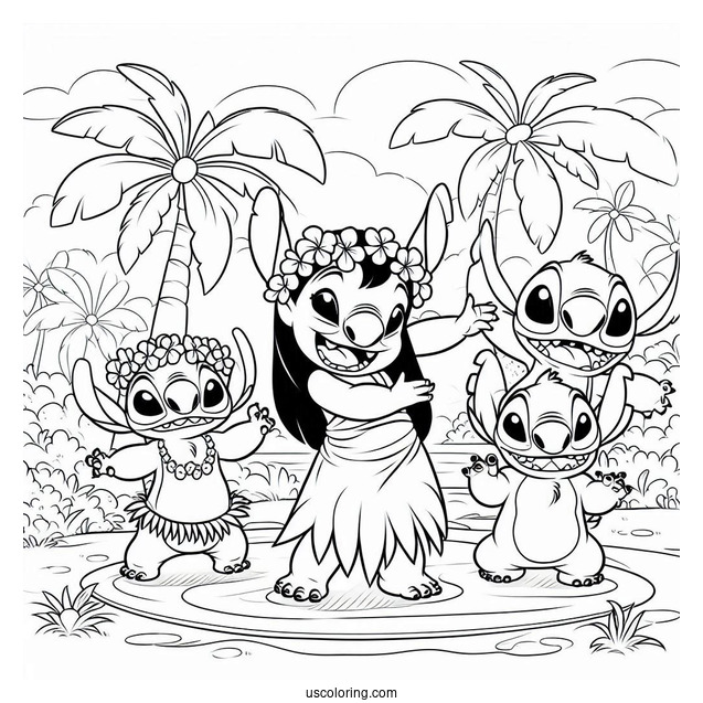 Lilo and Stitch With Friends Hula Dancing