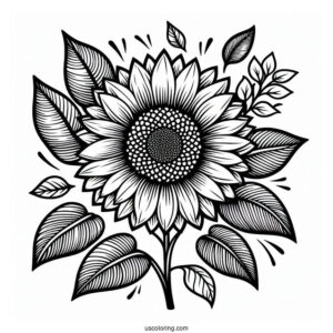 Big Bold Sunflower Coloring For Adults