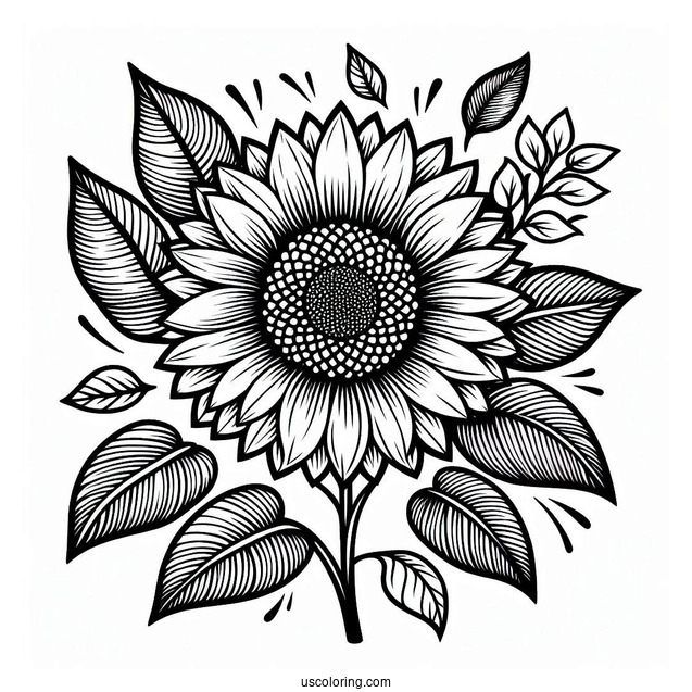Big Bold Sunflower Coloring For Adults
