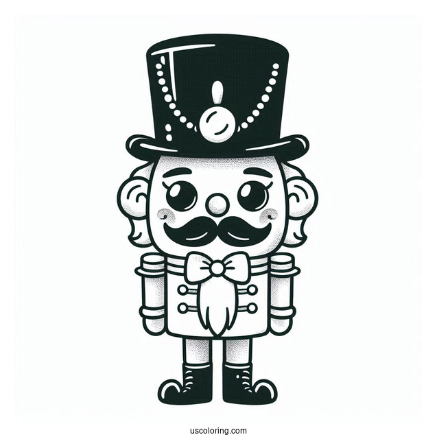 Cute Nutcracker Coloring Page With Top Hat And Mustache For Kids