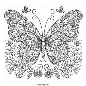 Butterfly With Floral Wings Coloring Page