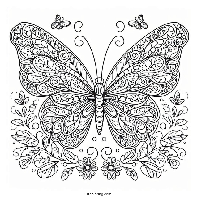 Butterfly With Floral Wings Coloring Page