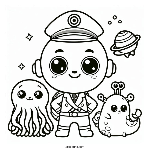 Octonauts Coloring Page Of Captain Barnacle, Shellington, And Vegimals