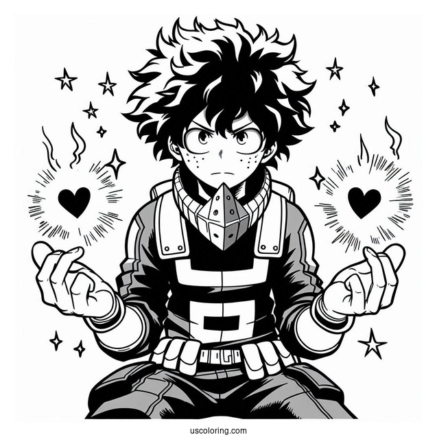 Deku Coloring Page Izuku Midoriya Of My Hero Academia