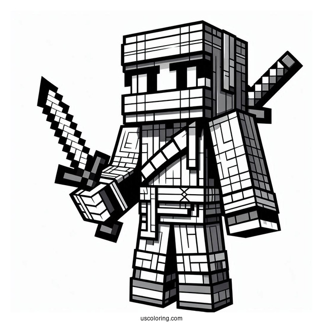 Minecraft Ninja Coloring Sheet For Kids