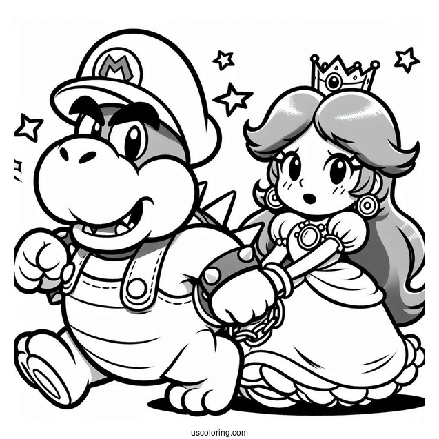 Bowser Taking Princess Daisy Coloring Page Hostage