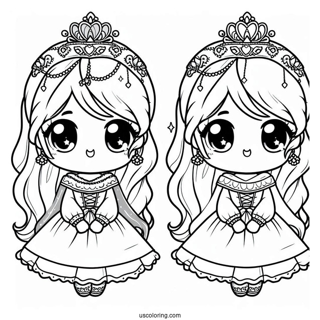 Kawaii Little Princess Coloring Page For Preschoolers