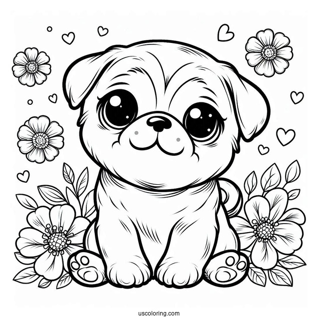 Pug With Cute Puppy Eyes To Color
