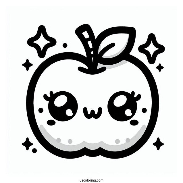 Kawaii Candy Apple Coloring Page