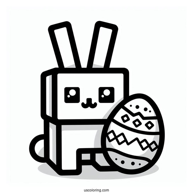 Block Bunny with Minecraft Easter Egg Coloring Page