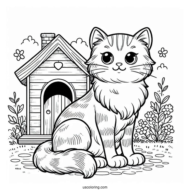 Cat Sitting Outside Cat House