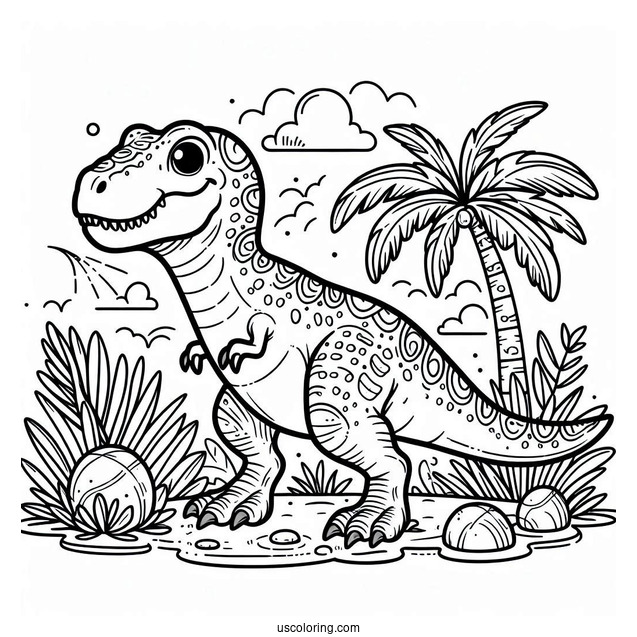 Alpha T-Rex Dinosaur Coloring Page