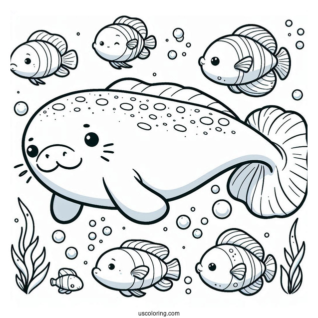 Octonauts Coloring Page Of Manatees Swimming With Fish
