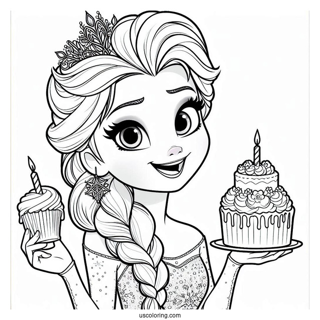 Elsa Happy Birthday Coloring Page For Girls
