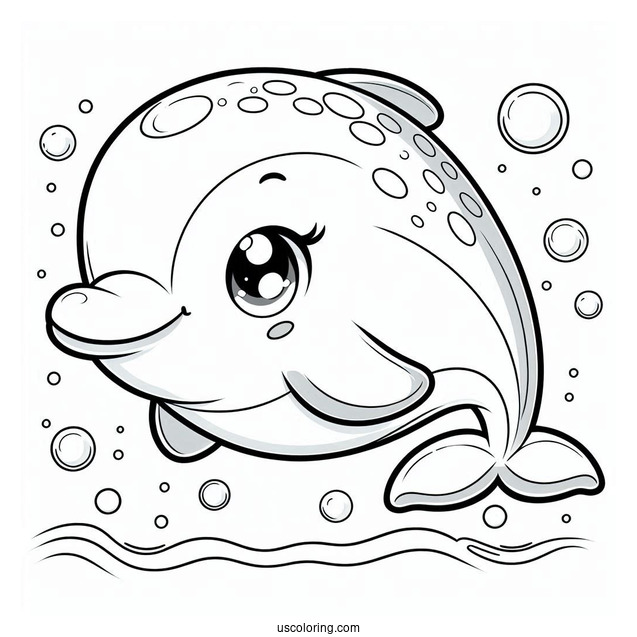 Cute Cartoon Dolphin Coloring For Kids