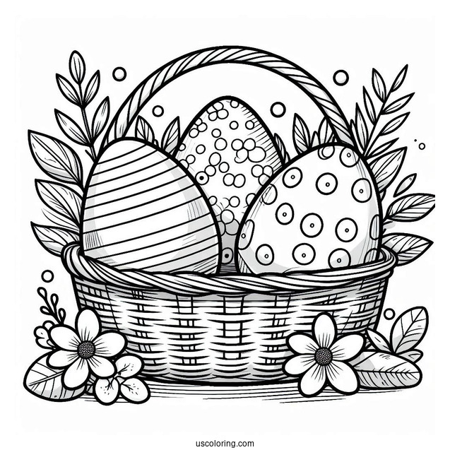 Easter Eggs In A Basket Coloring Page