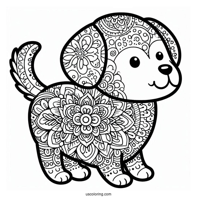 Cartoon Dog With Mandala