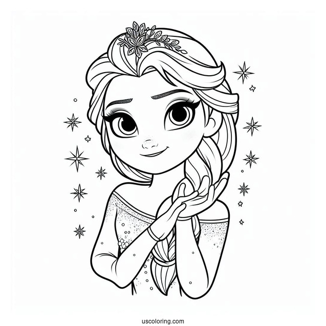 Young Elsa As A Child Simple Coloring In