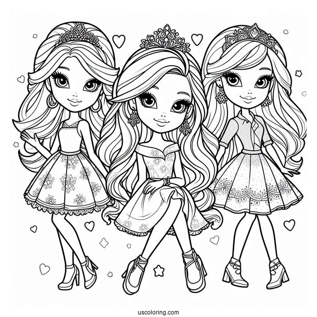 Barbie Version Of Polly Pocket Coloring Page, Shani, And Lila