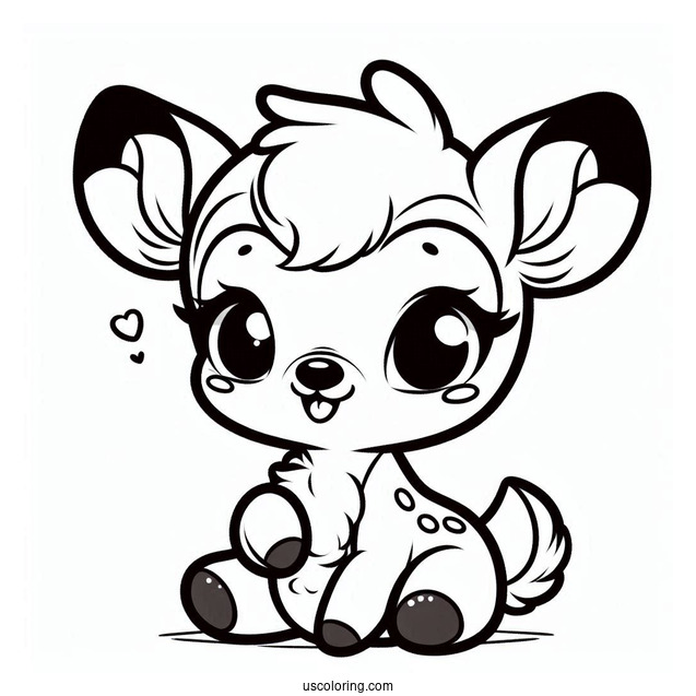 Kawaii Baby Bambi Coloring In