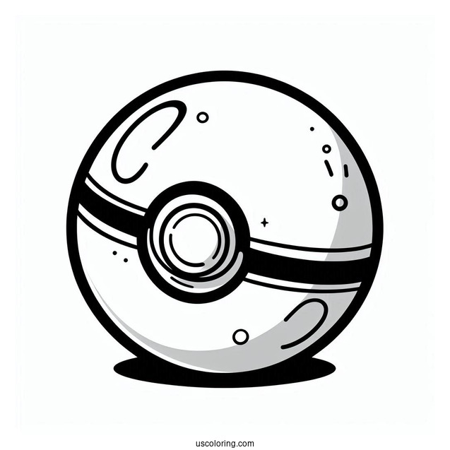 Easy Pokéball Coloring Page Outline For Preschoolers