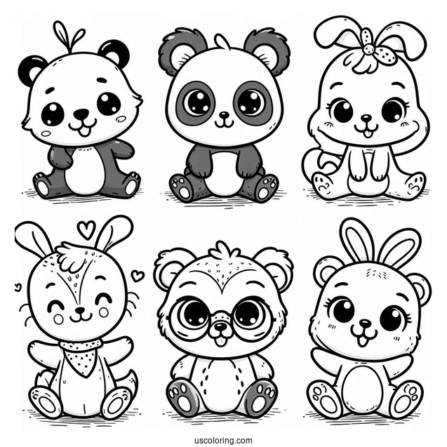 Cute Smiling Critters Coloring Page Characters For Preschoolers