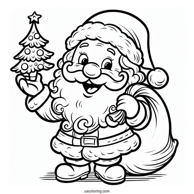 Easy Outline Of Jolly Santa To Color