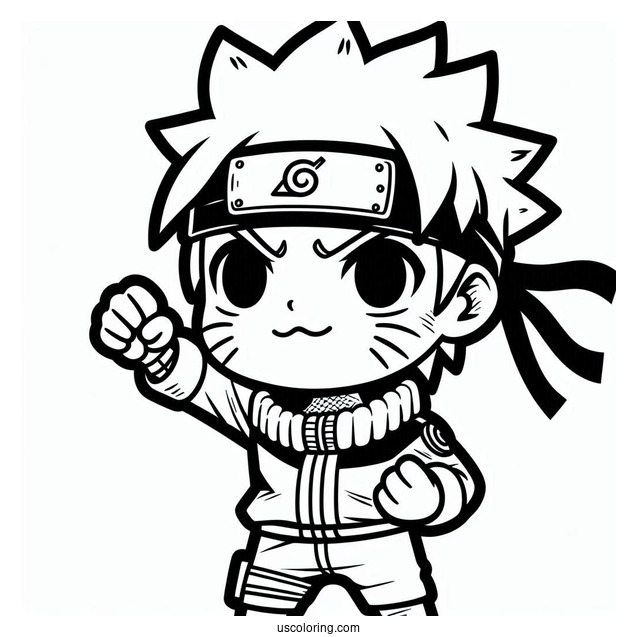 Chibi Naruto Coloring Page Doing Fist Pump