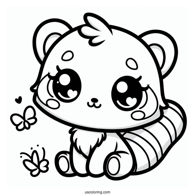 Kawaii Themed Red Panda Coloring Sheet