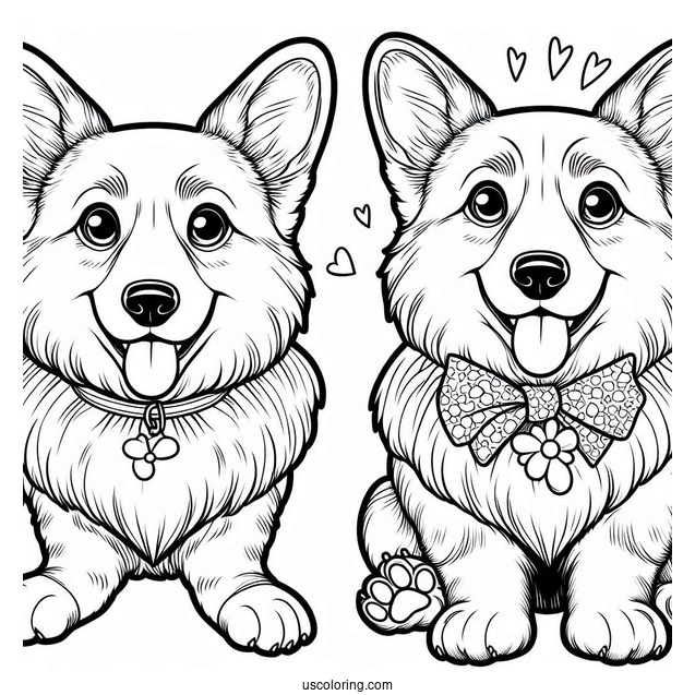 Easy Outline Of Adult Corgi Coloring Page