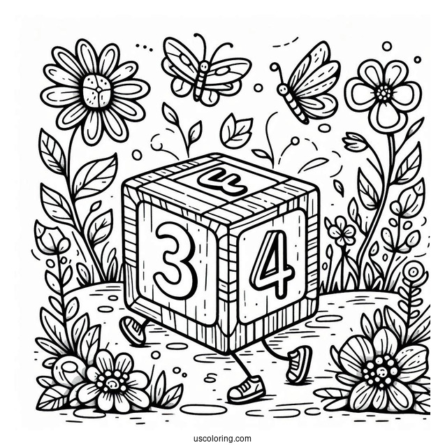 Numberblocks Coloring Page 4 Taking A Walk