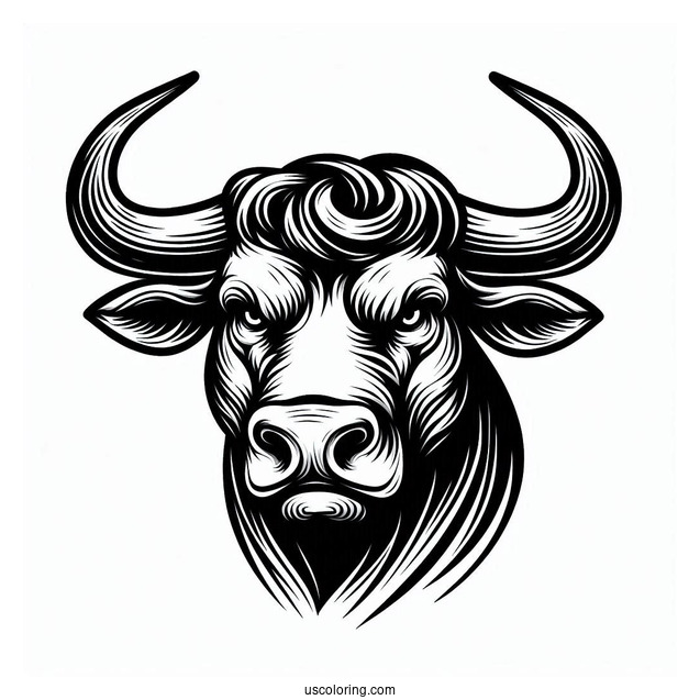 Head Of Angry Bull Coloring In