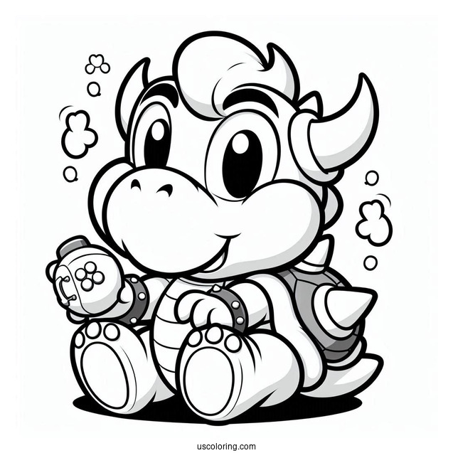 Playful Baby Bowser To Color