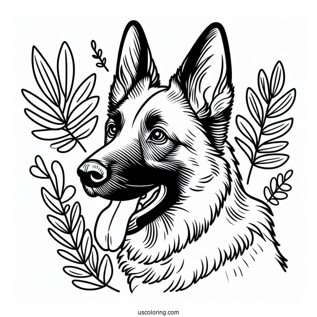 Outline Of Beglian Malinois Dog