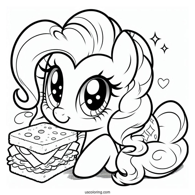 Pinkie Pie Coloring Page Smiling At Cheese Sandwich