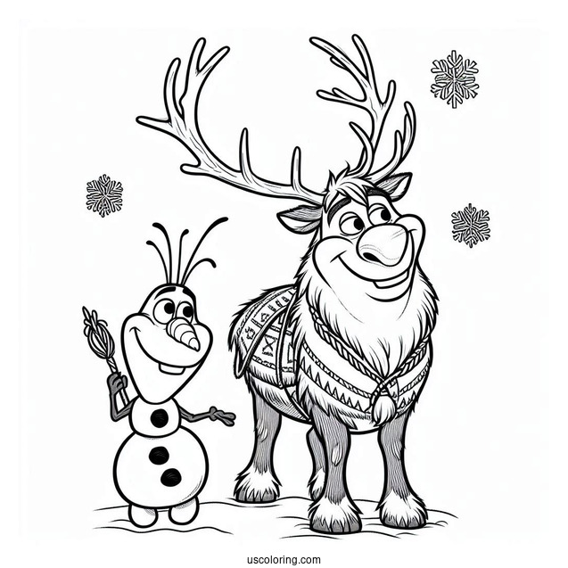 Coloring Page Of Sven And Olaf