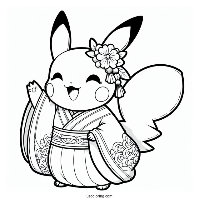 Raichu Coloring Page Waving For Kids