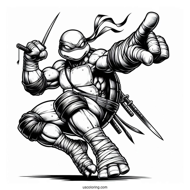 Ninja Turtles Coloring Page Of Spinter In Fighting Pose
