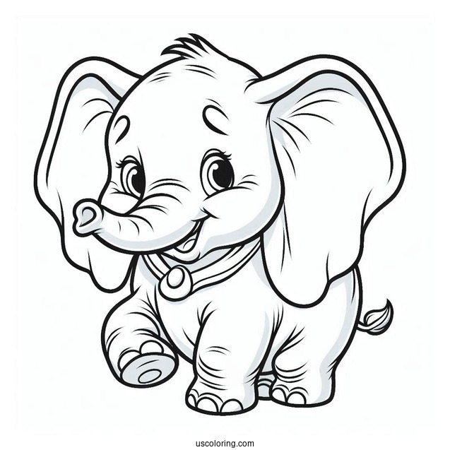 Easy Coloring Page Of Dumbo The Elephant