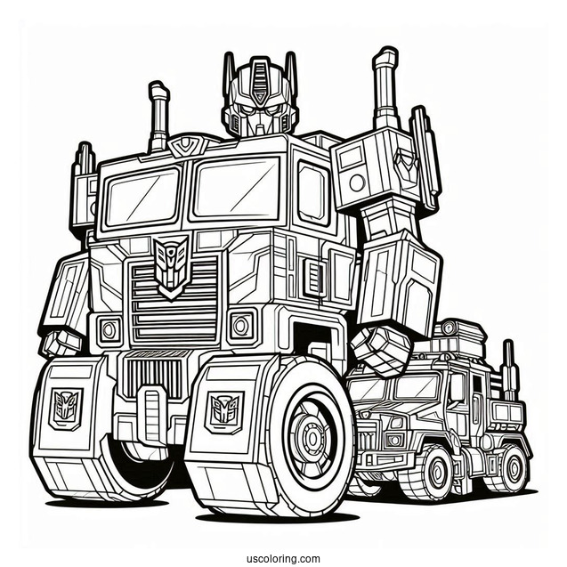 Rescue Bots Coloring Page Optimus Prime Cartoon