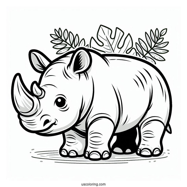 Baby Rhino Coloring Page For Kids