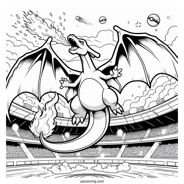 Ferocious Charizard Flying Out Of Pokemon Stadium