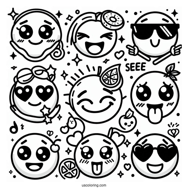 Emoji Coloring Page Montage