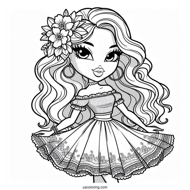 Bratz Yasmin In Skirt Coloring Sheet