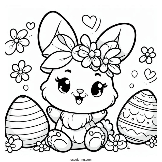 Disney Easter Bunny Coloring Page Outline With Eggs